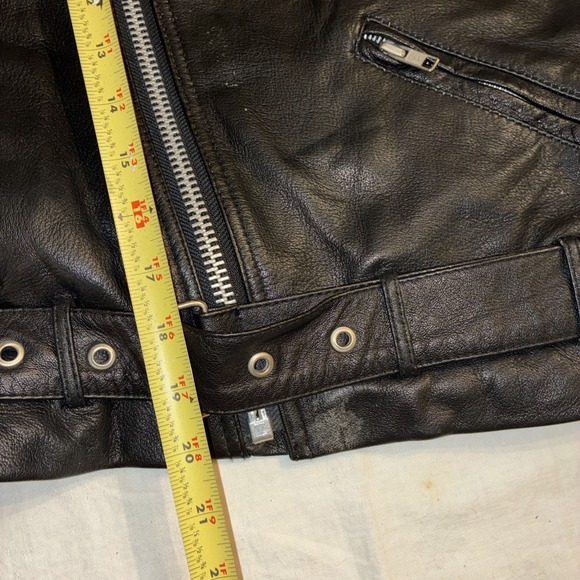 Vtg Fashion Elements Leather Bikers Jacket Men Polyester Lining - Picture 11 of 13